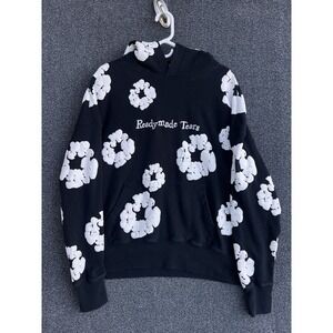 READY MADE‎ X DENIM TEARS COLLAB Black Hoodie Size XL, No Drawstrings!